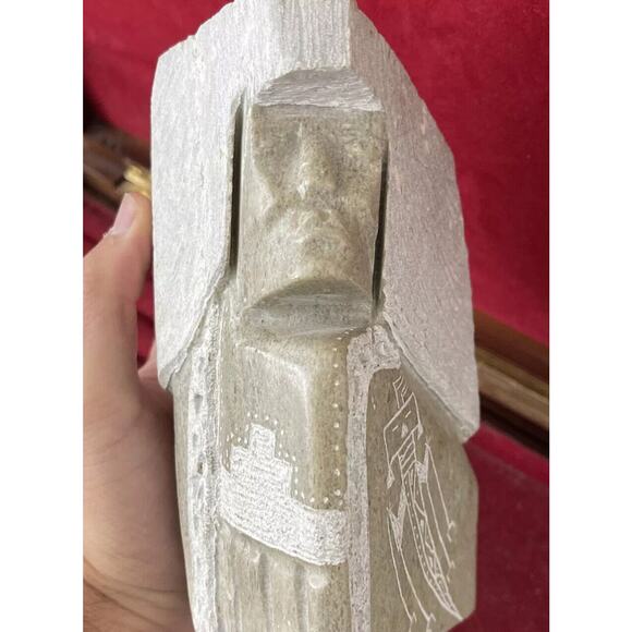 Hand Carved Alabaster Native American Navajo Indian Sculpture Signed by J. KIEN - Picture 4 of 12